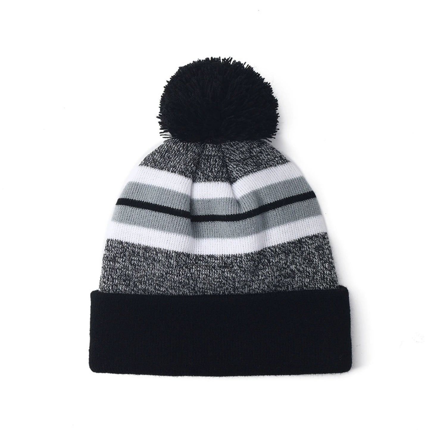 Double-Layer Acrylic Knit Beanie with Pom Pom