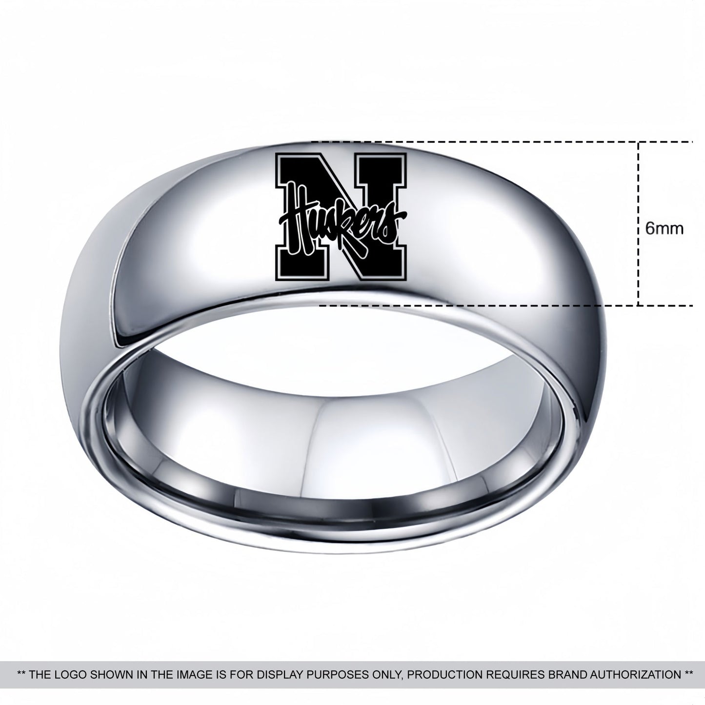 Stainless Steel Curved Sports Logo Ring