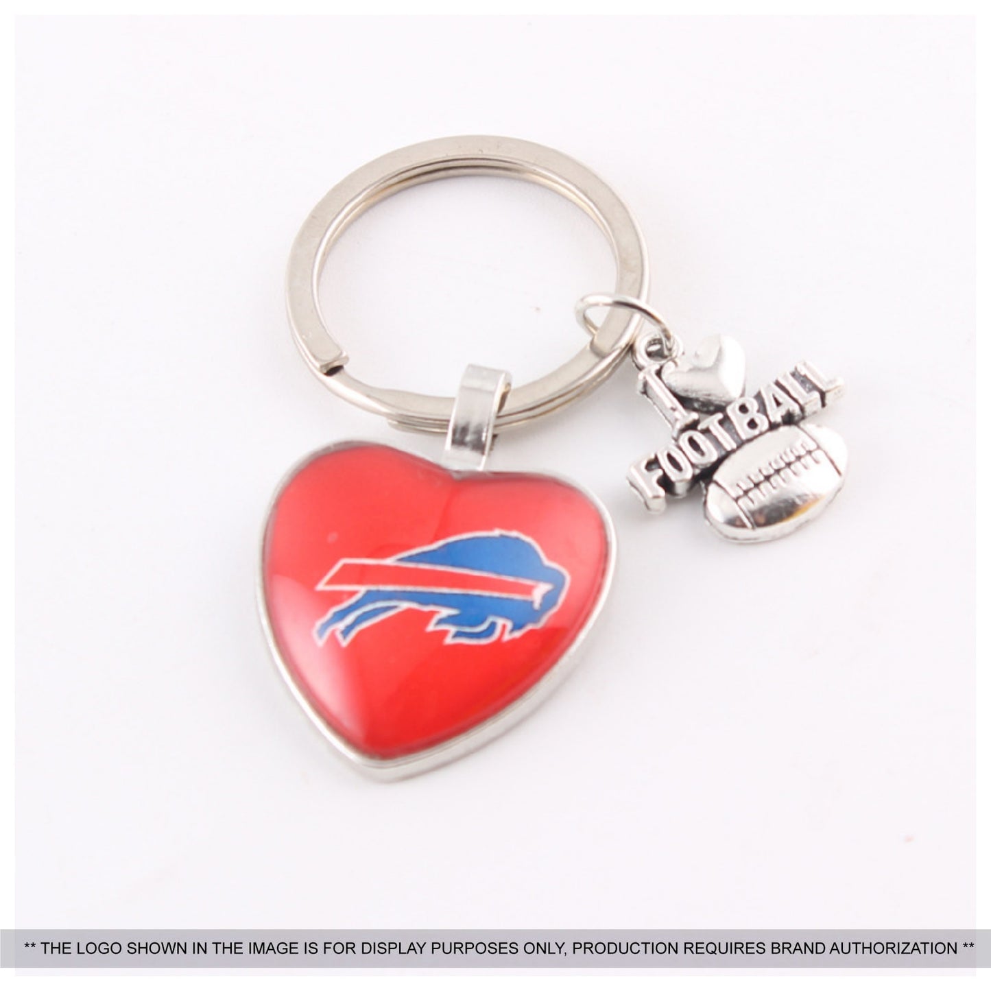 Professional Baseball Team Logo Heart Glass Keychain with Charm