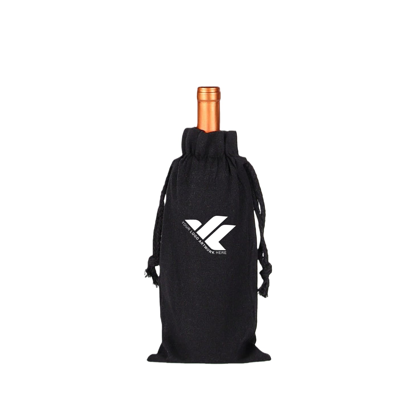 Canvas drawstring bag for wine bottles