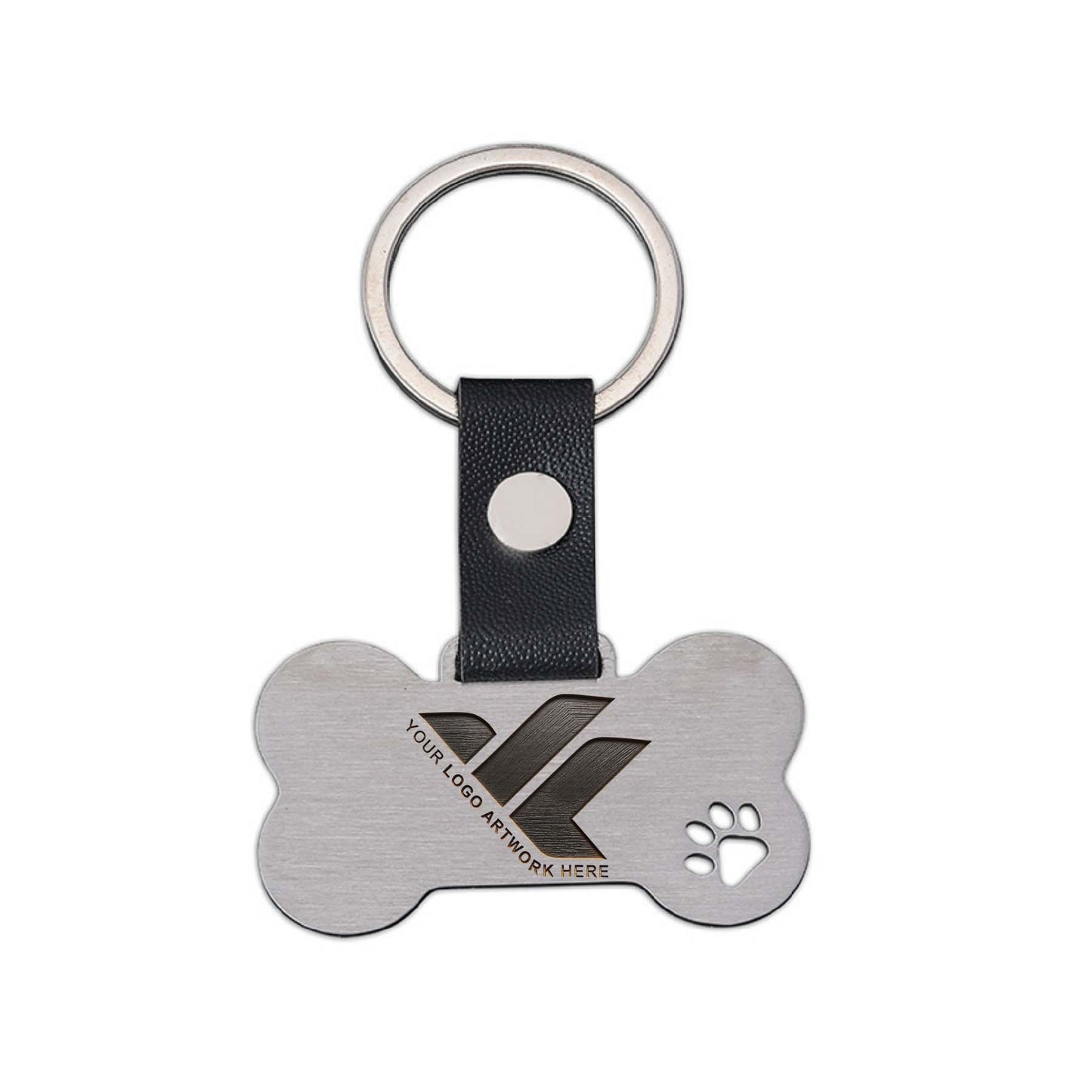 Bone shaped Pet Paw Print Multi Color Stainless Steel Keychain