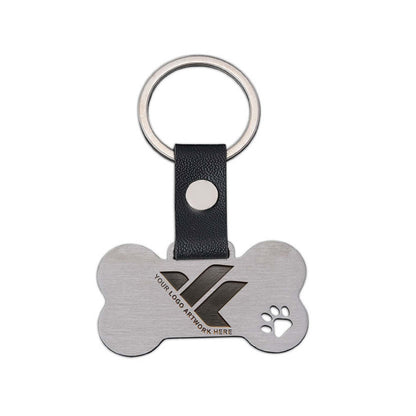 Bone shaped Pet Paw Print Multi Color Stainless Steel Keychain