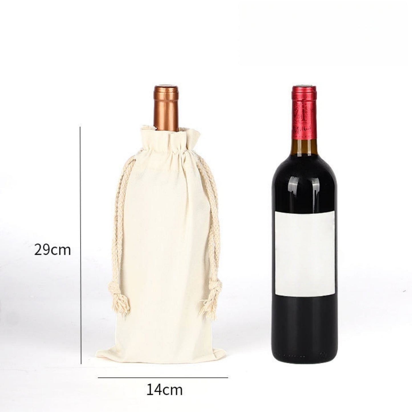 Canvas drawstring bag for wine bottles