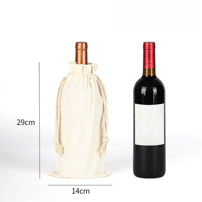 Canvas drawstring bag for wine bottles