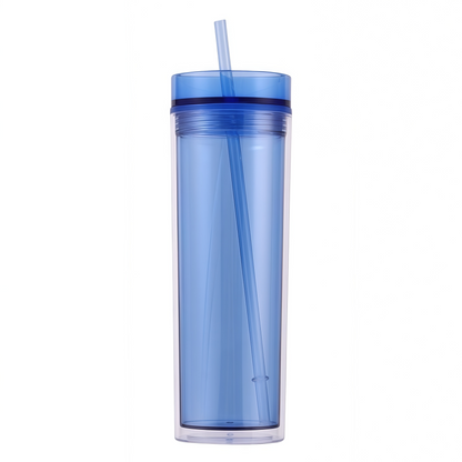 16oz double walled plastic tumbler with straw