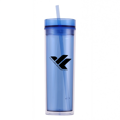 16oz double walled plastic tumbler with straw