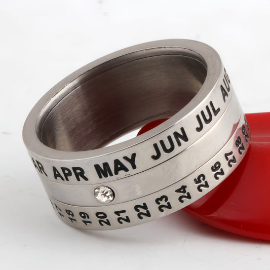 Rotating Calendar Stainless Steel Ring