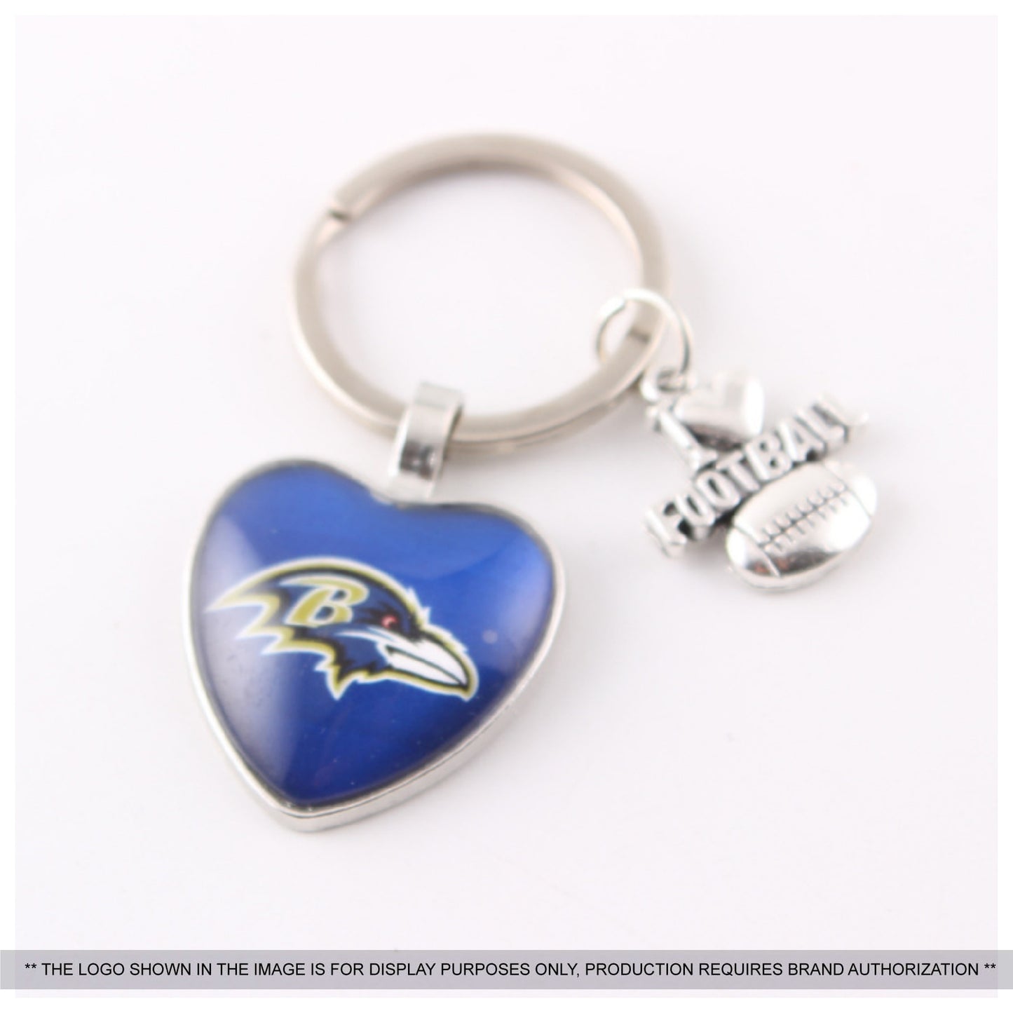 Professional Baseball Team Logo Heart Glass Keychain with Charm