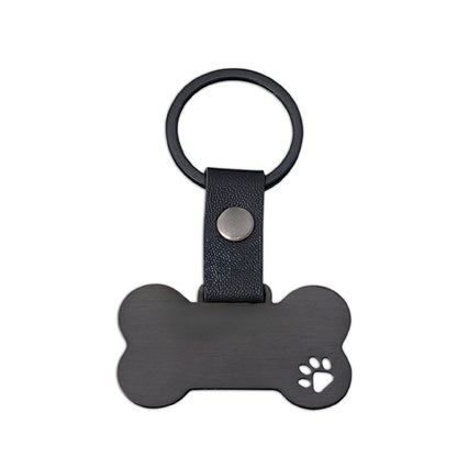 Bone shaped Pet Paw Print Multi Color Stainless Steel Keychain