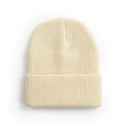 Classic solid color cuffed knit beanie
