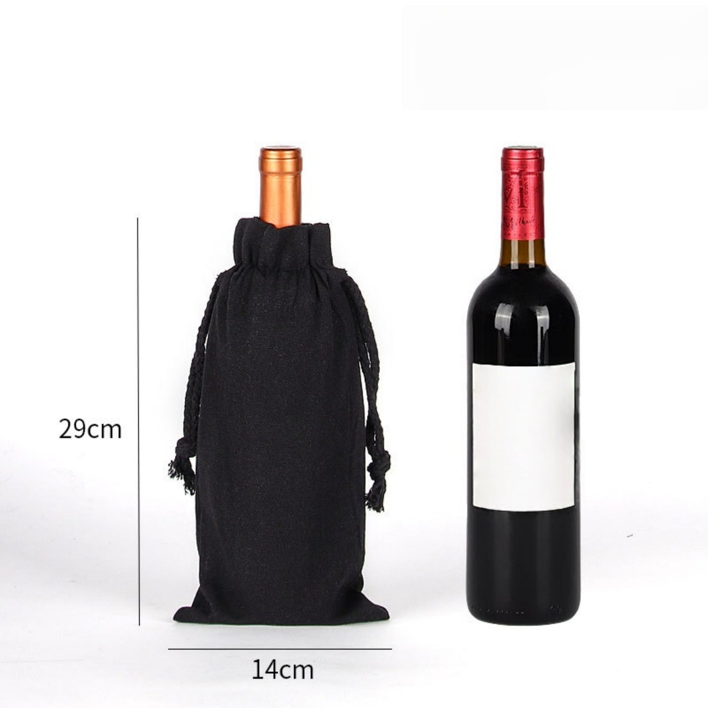 Canvas drawstring bag for wine bottles