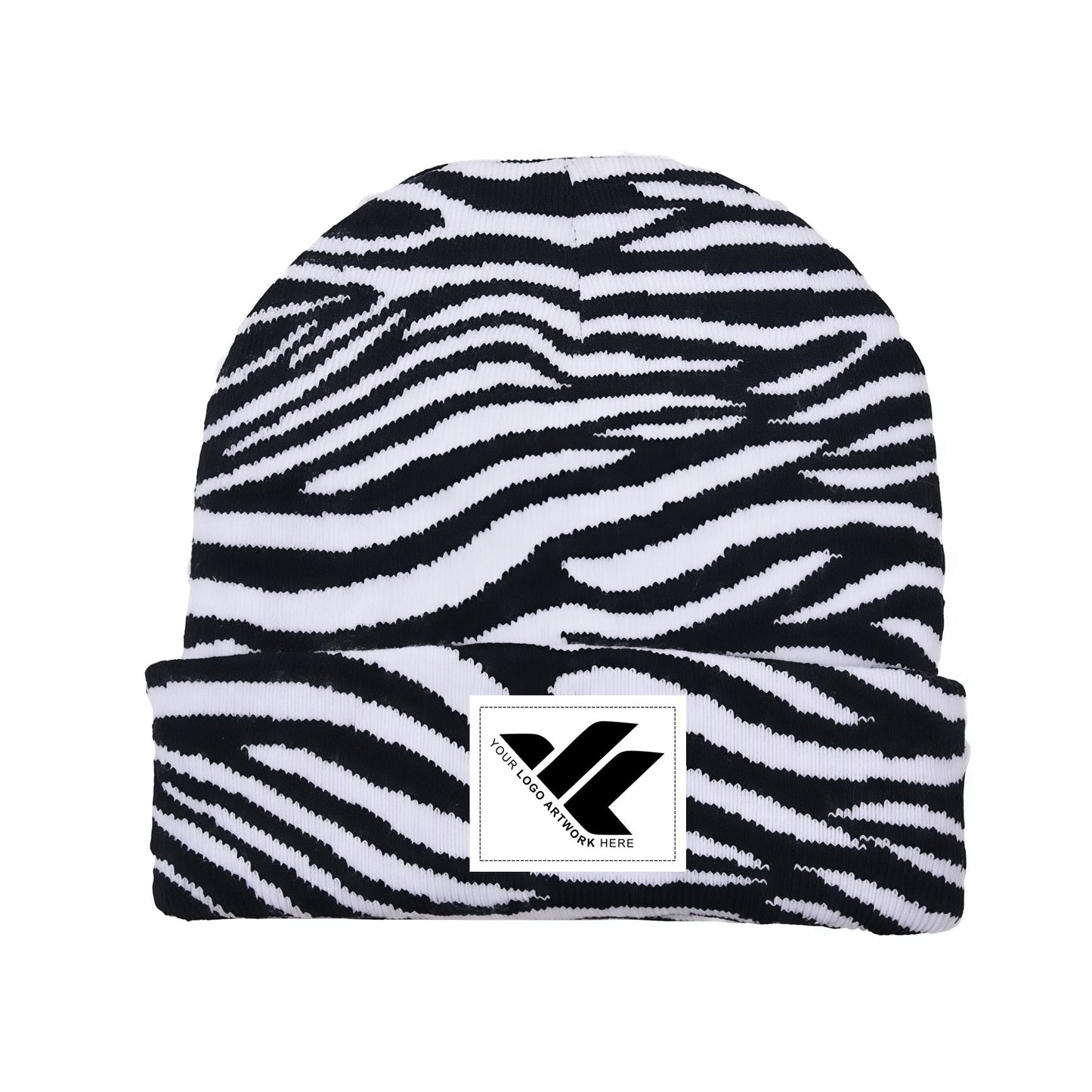 Zebra print and cow print knitted hats