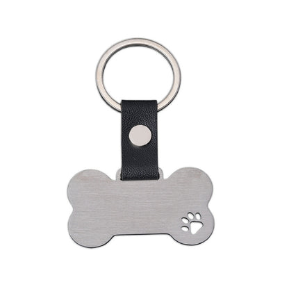 Bone shaped Pet Paw Print Multi Color Stainless Steel Keychain