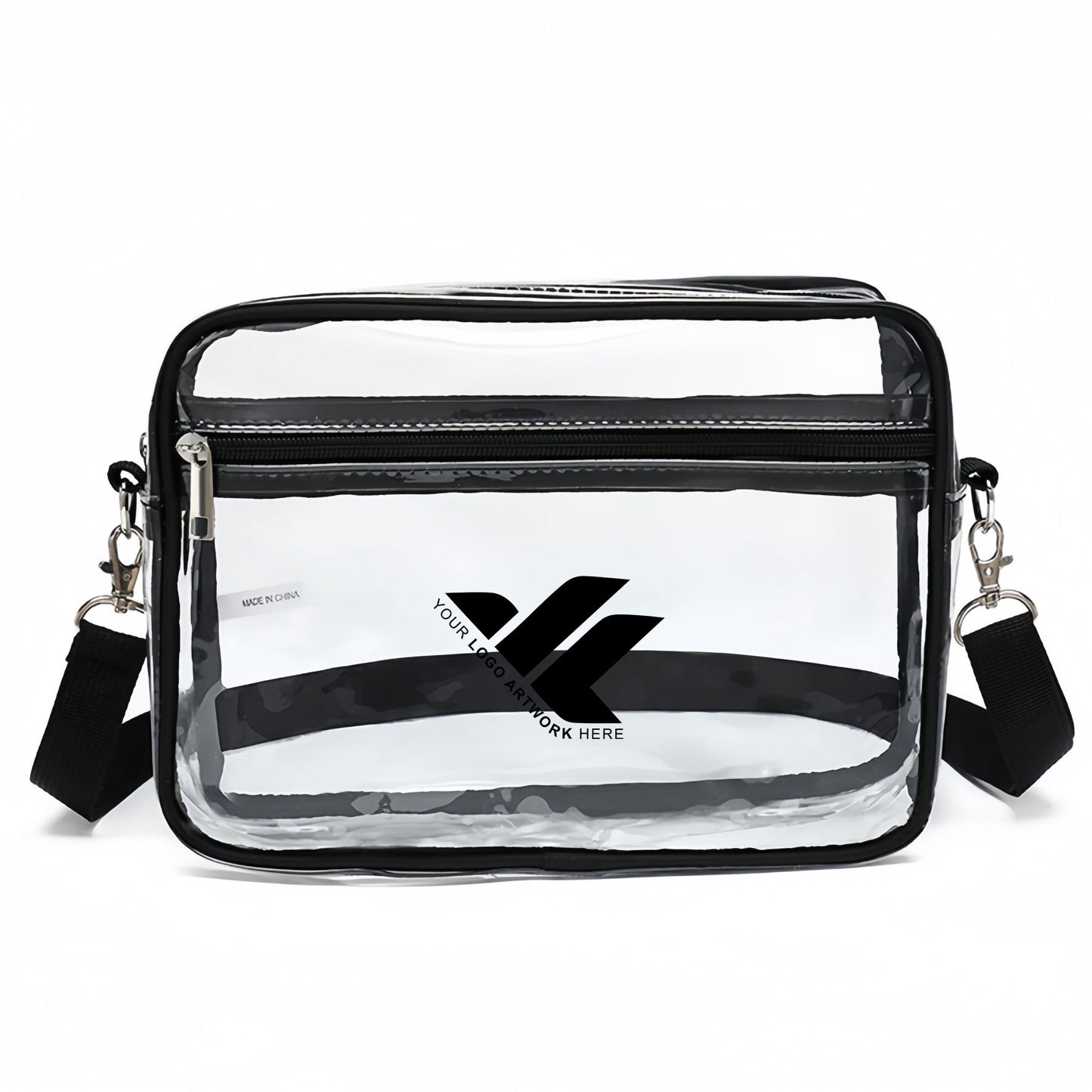 Transparent PVC crossbody bag with shoulder strap