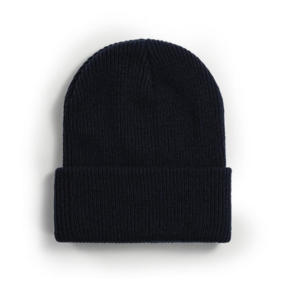 Classic solid color cuffed knit beanie