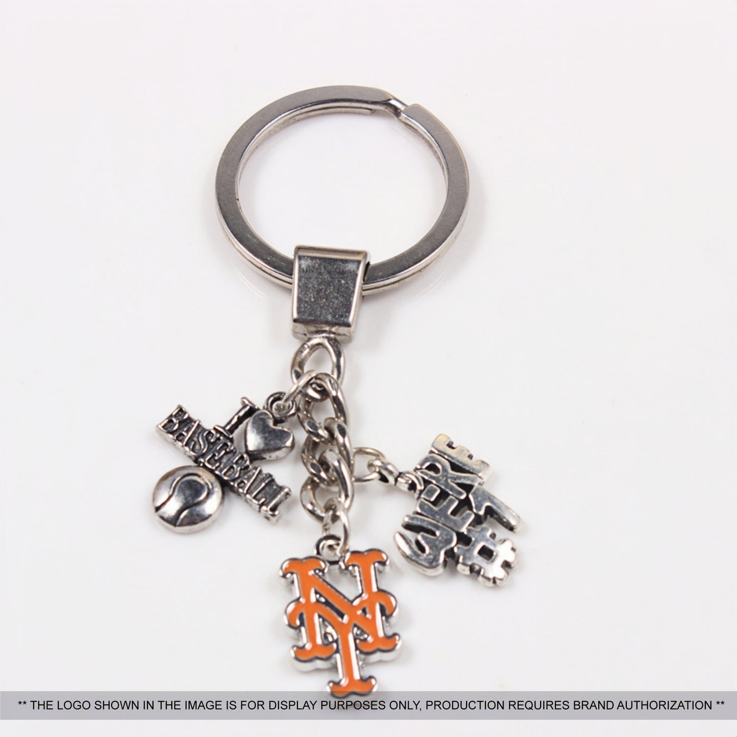 Rugby Element Metal Badge Keychain with Two Charms