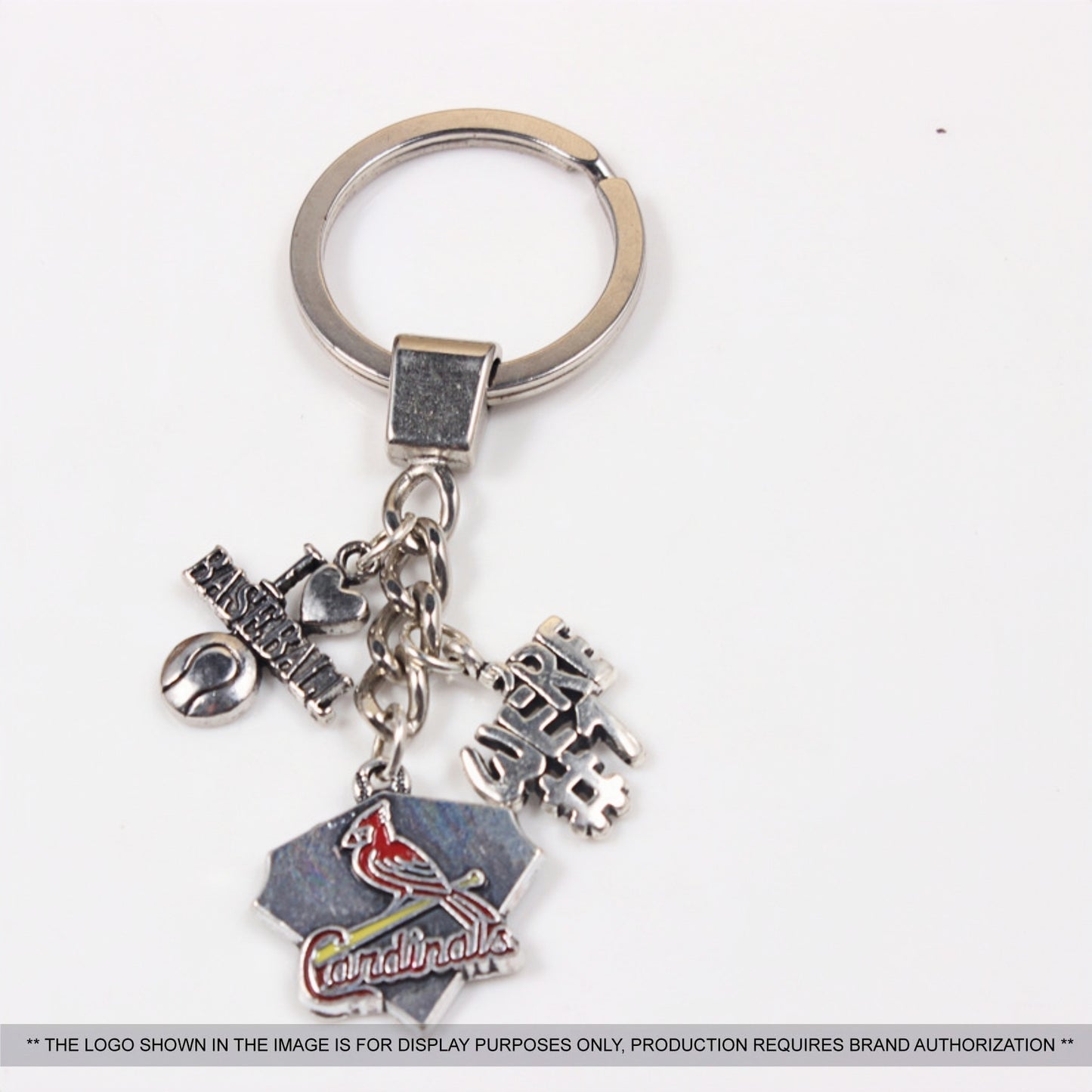 Rugby Element Metal Badge Keychain with Two Charms