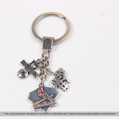 Rugby Element Metal Badge Keychain with Two Charms