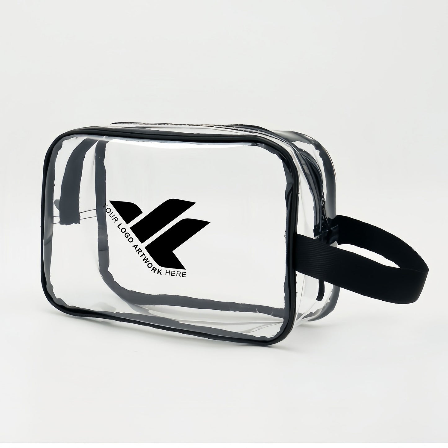 Transparent PVC cosmetic bag with wrist strap