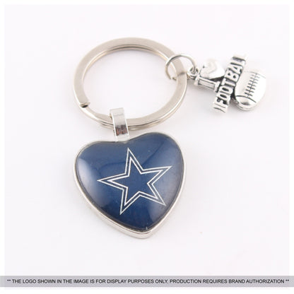 Professional Baseball Team Logo Heart Glass Keychain with Charm