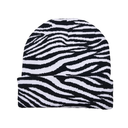 Zebra print and cow print knitted hats