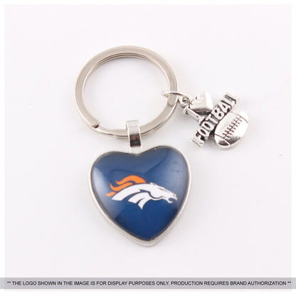 Professional Baseball Team Logo Heart Glass Keychain with Charm