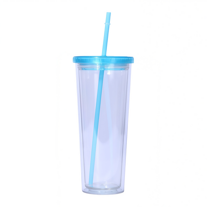 26oz double layered plastic tumbler with straw