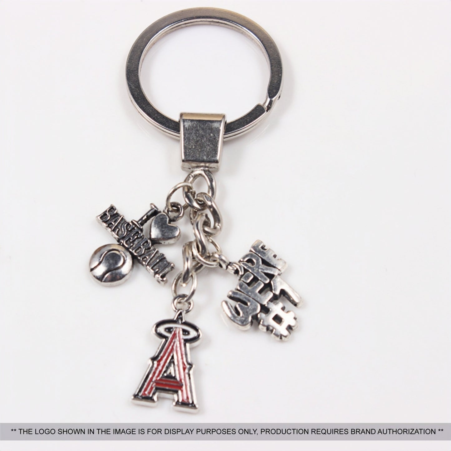 Rugby Element Metal Badge Keychain with Two Charms