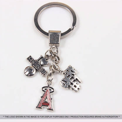 Rugby Element Metal Badge Keychain with Two Charms
